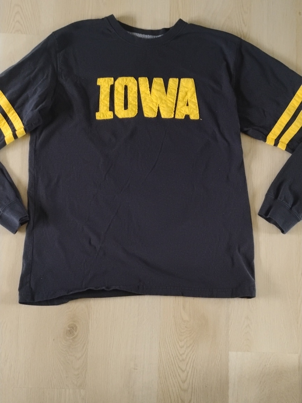 Pressbox Men's Black Long Sleeve 'IOWA' Shirt with Yellow Accents
